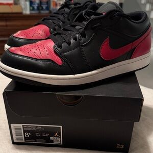 Air Jordan 1 Low Black and Red Mens Shoes
